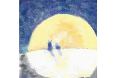 中秋节的月亮儿童画-十五夜望月