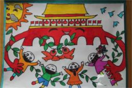 儿童画国庆游北京