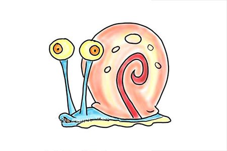 9步画出海绵宝宝中的小蜗牛