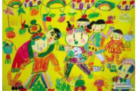 庆祝中秋节儿童画-中秋诵诗赏月