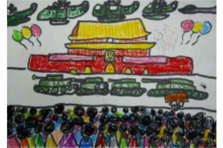 儿童画欢度国庆图片-我爱北京天安门