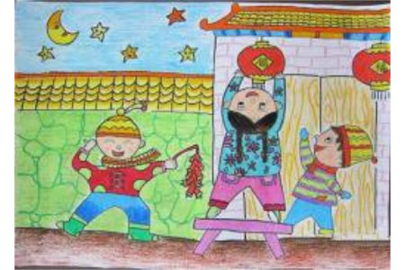 2017关于春节的儿童画作品大全