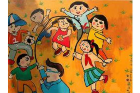 儿童节儿童画作品 跳绳比赛