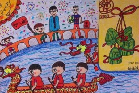 吃粽子划龙舟端午节民俗画优秀作品欣赏