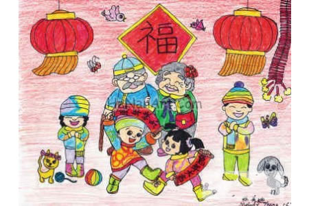关于重阳节的儿童画-欢乐节日