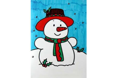 圣诞节雪人儿童画图片