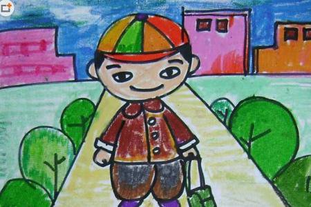 清明节儿童绘画作品-清明去踏春