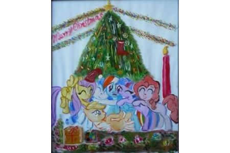 儿童画小马驹的快乐圣诞