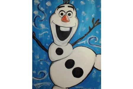 手舞足蹈的奥拉夫冬天雪人绘画作品欣赏