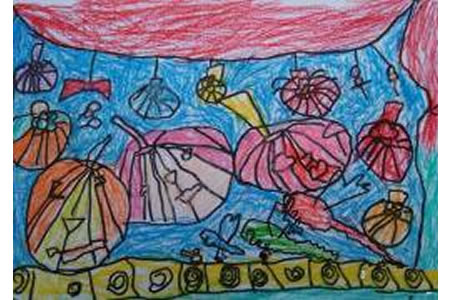 万圣节比赛儿童画,万圣节南瓜儿童画欣赏