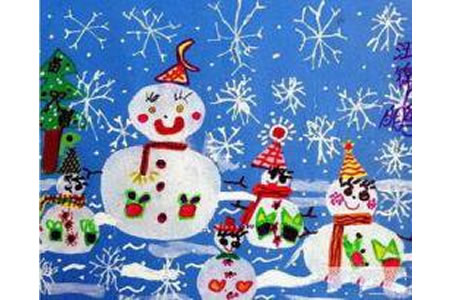 圣诞节儿童画 圣诞雪人