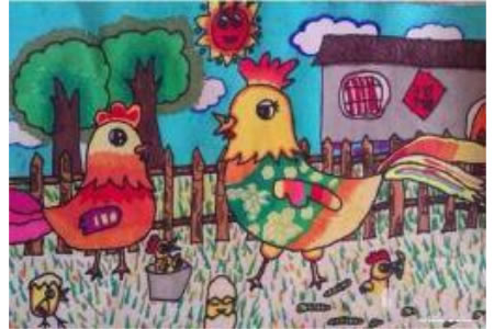 鸡年新年儿童图画作品