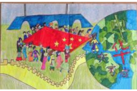 庆祝国庆节儿童画作品欣赏-中华民族一家亲