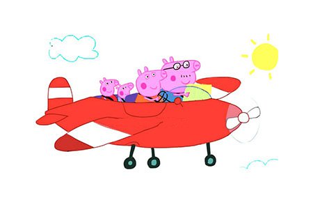 小猪佩奇一家开飞机旅行