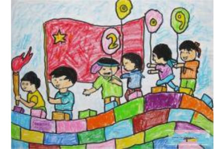 国庆节登长城儿童画-国庆欢乐行
