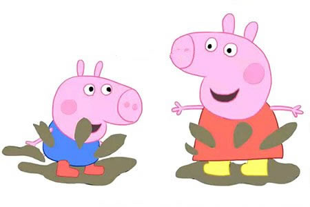 粉红小猪之小猪佩奇与乔治踩泥巴