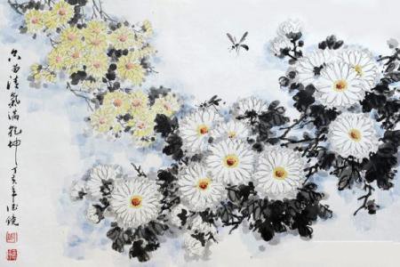关于重阳节的儿童画-重阳赏菊