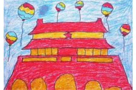儿童画国庆节图片-红色中国