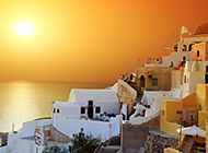 希腊圣托里尼岛日落唯美风景图