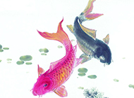 中国传统唯美鱼类水墨画高清壁纸