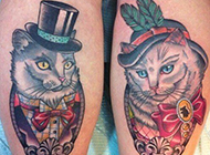 个性创意猫咪情侣纹身图片
