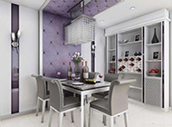 130平米三居室紫色复古家居设计效果图