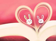 甜美粉色小兔子可爱动漫精美图片背景