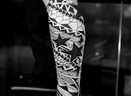 男士腿部个性星星图腾纹身