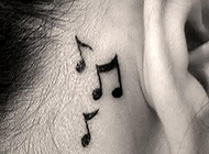 音乐符号清新黑白个性纹身图案