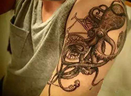 最新手臂个性章鱼刺青纹身图案大全