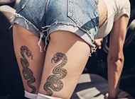 欧美时尚女生潮流腿部纹身图案