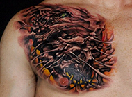 西班牙3D名师diego ruiz 的胸部纹身图案大全