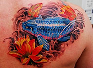 炫酷彩色刺青纹身鱼图案