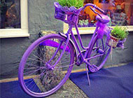 紫色自行车浪漫ppt背景图片素材