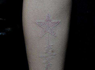 精致的手臂星星鸽子血隐形纹身图