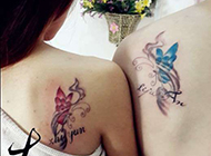 后背情侣蝴蝶纹身图案分享