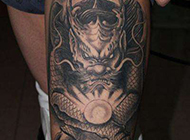 麒麟纹身图案男生腿部个性刺青纹身分享