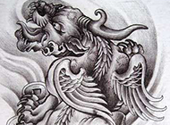 炫酷的招财神兽貔貅霸气纹身图案