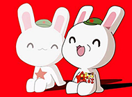 可爱卡通兔子红色背景图片