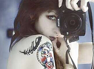 肖像艺术少女手臂纹身图案