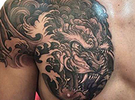 国内纹身师中国风半甲纹身图案
