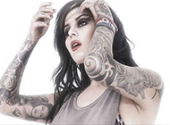 欧美气质美女花臂纹身图案