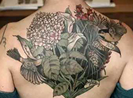 复古的鲜花彩绘纹身图案