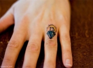 手指上小小的钻石刺青