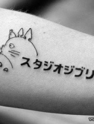 女人手臂可爱的龙猫纹身图片