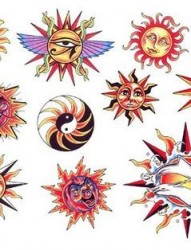 彩色太阳太极八卦纹身图片