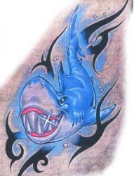 鲨鱼纹身图片：图腾鲨鱼纹身图片图案（tattoo)