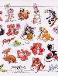 卡通狐狸小老虎兔子猫咪纹身图片图案