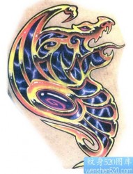 彩色欧式抽象龙纹身图片图案（tattoo)
