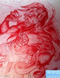 流行很酷的一张恶魔撒旦纹身图片